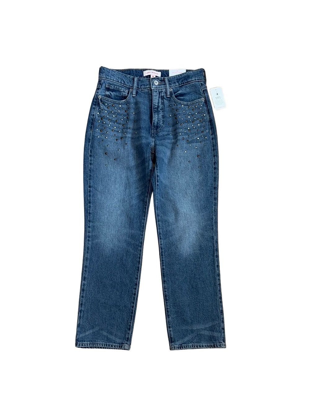 NWT Lucky Brand Zoe High Rise Straight Leg Studded Blue Jeans Women’s Sizes 4 6